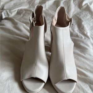 2 for $20 - Chic Cream Women's Peep-Toe Chunky Heels